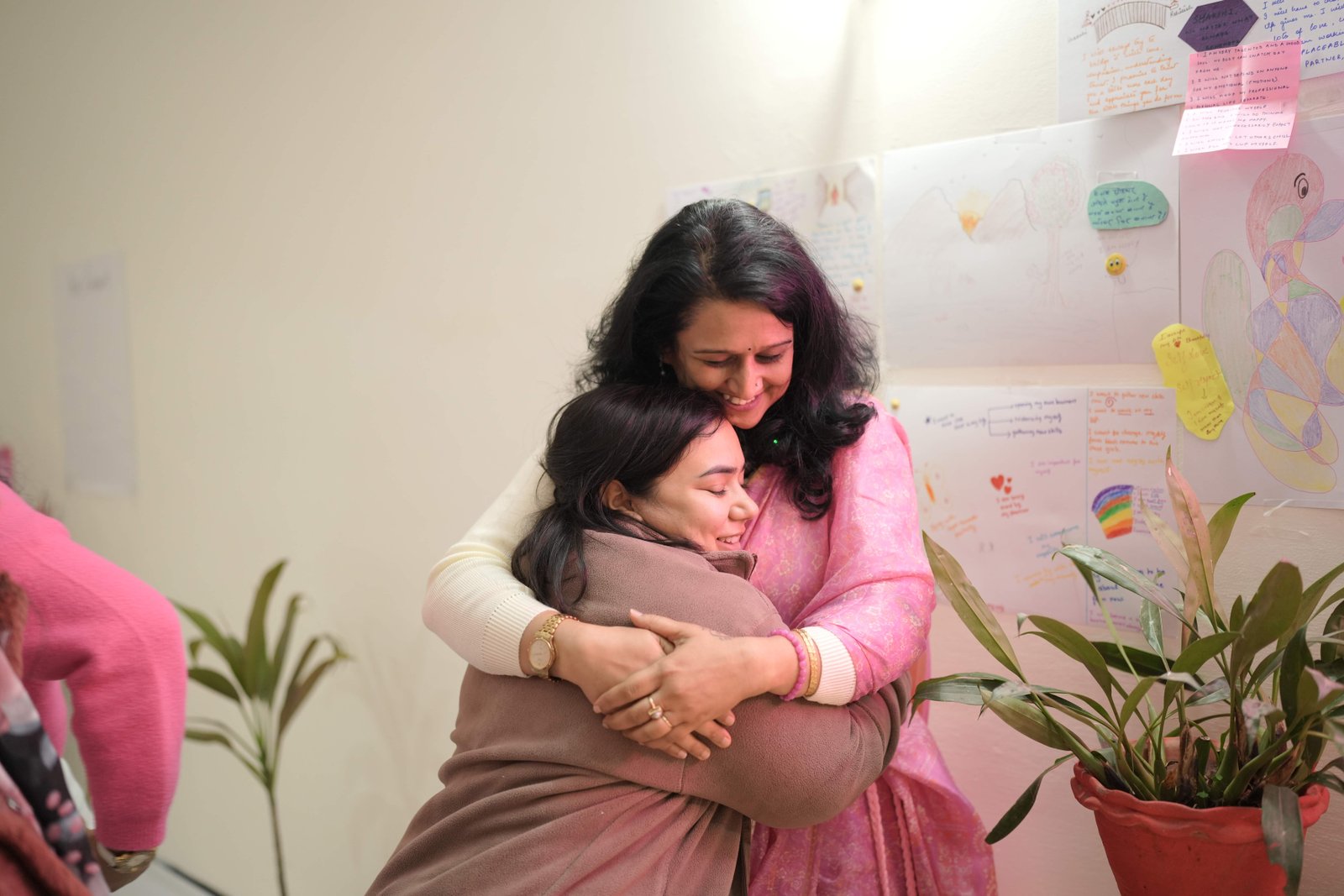 Retreat participants sharing a supportive moment together