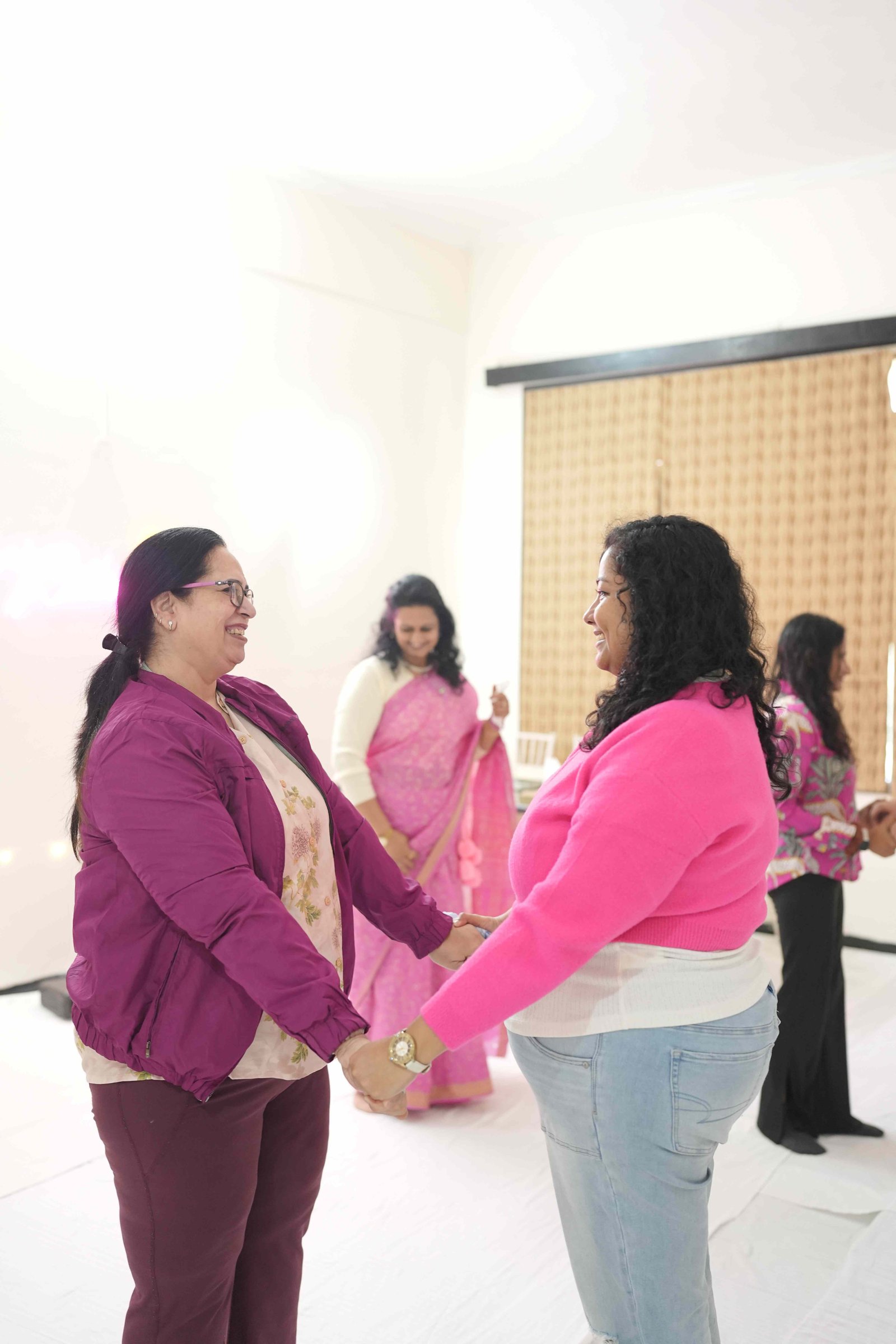 Retreat participants moving and enjoying a group activity together