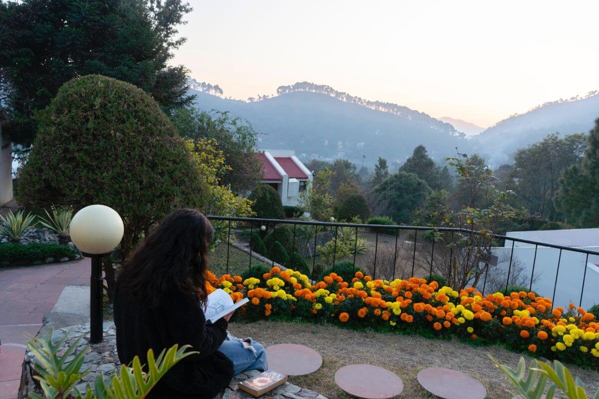 Mountain and valley view surrounding the Bhimtal retreat